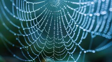 AI generated Marvel at the intricate beauty of a spider web adorned with glistening water droplets, nature's delicate artistry. Ai Generated. photo