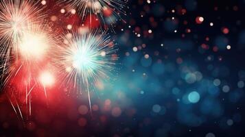 AI generated An abstract firework background offering free space for text, Ai Generated. photo