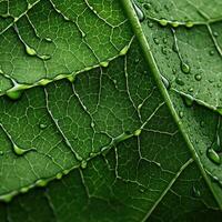 AI generated Intricate details of high-definition, photorealistic macro photography showcasing close-up green leaves, Ai Generated. photo