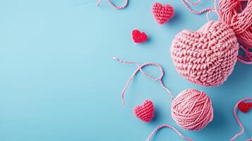 AI generated A Picture of a Crocheted Cute Heart, Ai Generated photo