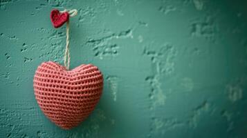 AI generated A Picture of a Crocheted Cute Heart, Ai Generated photo