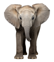 AI generated portrait of baby elephant looking forward isolated on transparent background, generative ai png