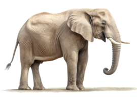 AI generated portrait of adult elephant with side view isolated on transparent background, generative ai png