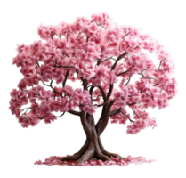 AI generated cherry blossom tree with transparent background, generative ai png