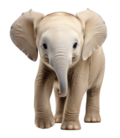 AI generated portrait of baby elephant looking forward isolated on transparent background, generative ai png