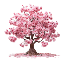 AI generated cherry blossom tree with transparent background, generative ai png