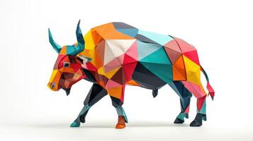 AI generated Colorful Origami buffalo, Unique Paper Polygon Artwork, Ideal Pet Concept, Ai Generated photo