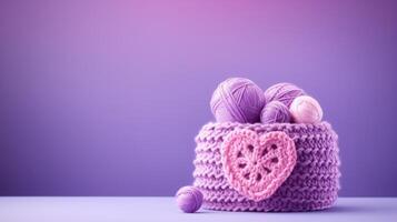 AI generated A Picture of a Crocheted Cute Basket, Ai Generated photo