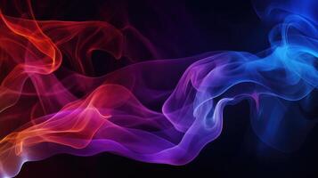 AI generated Abstract colored smoke waves creating textured splashes against a black backdrop, Ai Generated photo