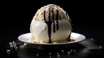 AI generated Vanilla ice cream ball, a simple yet classic frozen delight, Ai Generated. photo