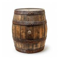 AI generated Oak wooden barrel, vintage charm for rustic decor. Aged character, Ai Generated. photo
