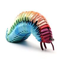 AI generated Colorful Origami millipede, Unique Paper Polygon Artwork, Ideal Pet Concept, Ai Generated photo