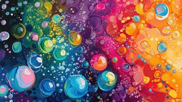 AI generated Vibrant abstract art adorned with numerous bubbles, a kaleidoscope of colors and textures, Ai Generated. photo