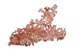 Macro copper mineral stone on white background photo