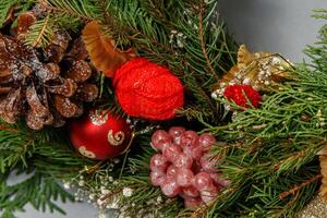 Christmas composition. Wreath of Christmas tree branches photo