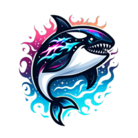 AI generated killer whale tattoo design, illustration, png