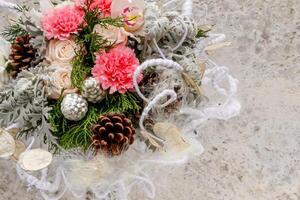 Navidad composición de flores y Navidad decoraciones foto
