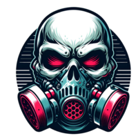 AI generated skull with gas mask on a transparent background png