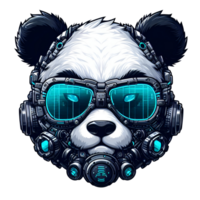 AI generated panda bear wearing glasses and a helmet png