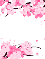 zoet valentijnsdag bloemen kader. roze sakura grens. vallend bloemblaadjes achtergrond. png