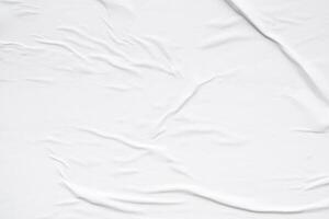 White blank crumpled and creased paper poster texture background photo