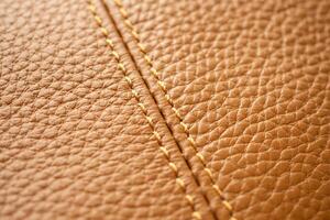 lujo marrón cuero bolso textura antecedentes con puntadas foto