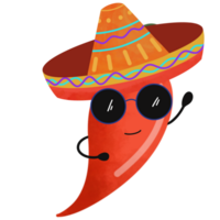 animación de chile vistiendo un sombrero png