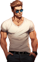 AI generated a man in a white t - shirt and sunglasses png