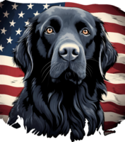 ai genererad hund med amerikan flagga png