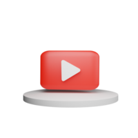 3D Render youtube logo icon isolated on transparent background. png