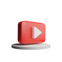 3d geven youtube logo icoon geïsoleerd Aan transparant achtergrond. png