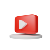 3d rendere Youtube logo icona isolato su trasparente sfondo. png