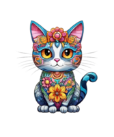 AI generated Ai generated flourish cat illustration png