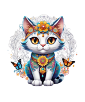 AI generated Ai generated flourish cat illustration png