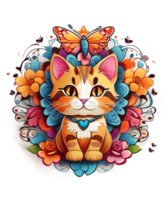 ai generato ai generato fiorire gatto illustrazione png