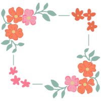 färgrik blomma ram platt teckning illustration png