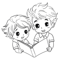 Kids Reading Book Line Art png