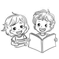 Kids Reading Book Line Art png