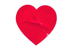 rojo color corazón forma pegatina aislado en blanco antecedentes foto
