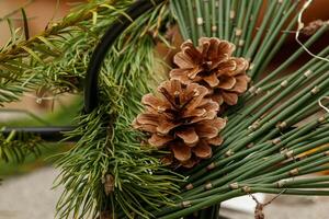 Christmas composition of fresh flowers photo