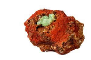 Macro mineral stone Adamite on a white background photo