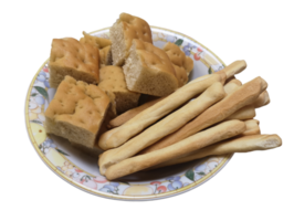 platter with focaccia, breadsticks and bread png