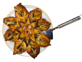 savory pie stuffed with mushrooms and cheese png