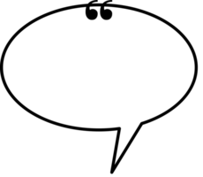 Black and white speech bubble balloon with quotation marks, icon sticker memo keyword planner text box banner, flat png transparent element design