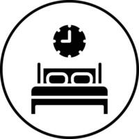 icono de vector de tiempo de cama