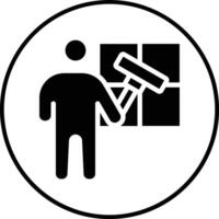 Man Cleaning Window Vector Icon