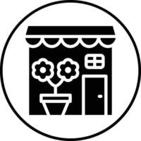 flor tienda vector icono