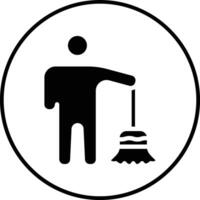 Man Sweeping Floor Vector Icon