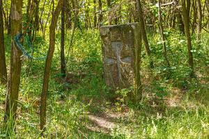 Ancient stone crosses of the Cossack cemetery in Trakhtemirov photo