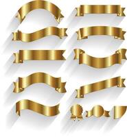 Vector Gold Ribbons set with White Background